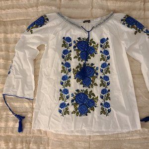 Hand Embroidered Mexican Blouse